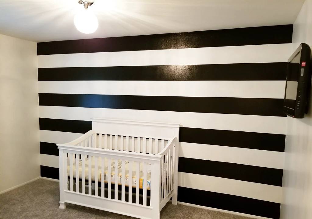 Black and White Stripe Baby Room Wall Décor Painted Stripes