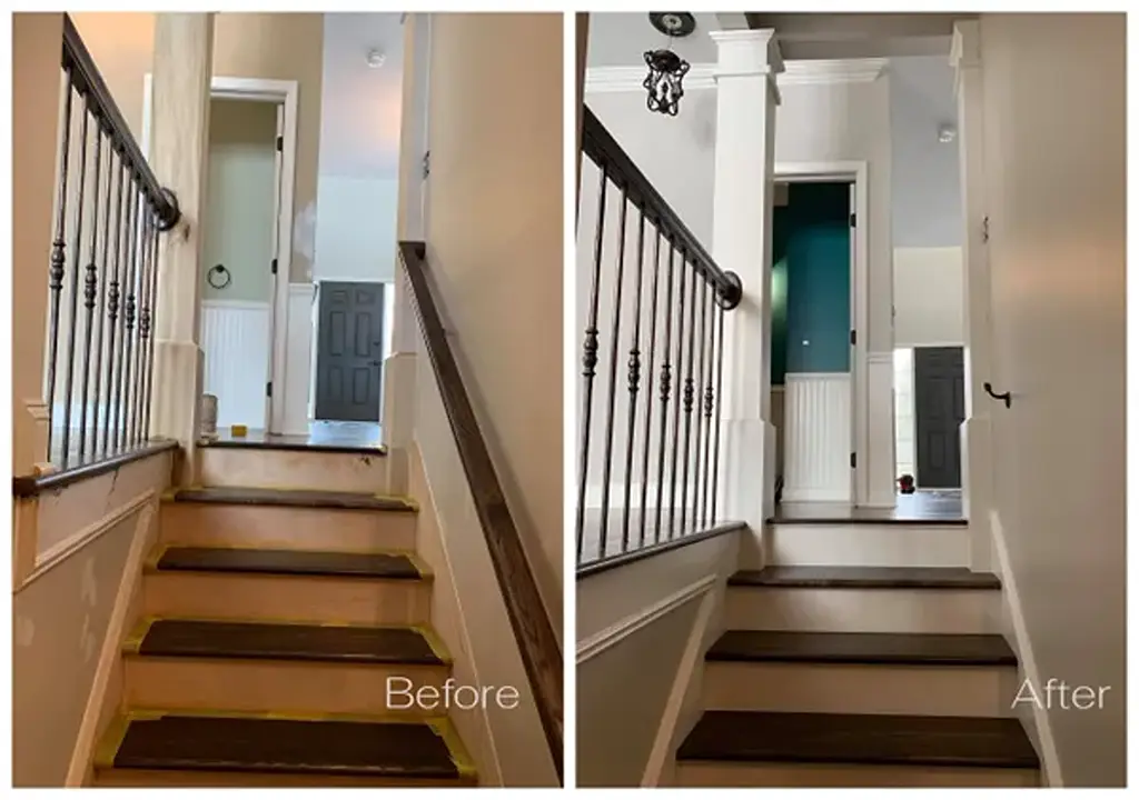 Before and after hallway and bathroom painting